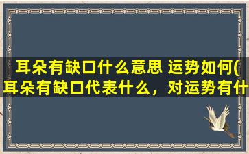 耳朵有缺口什么意思 运势如何(耳朵有缺口代表什么，对运势有什么影响？如何运用这个符号来提升你的命运？)